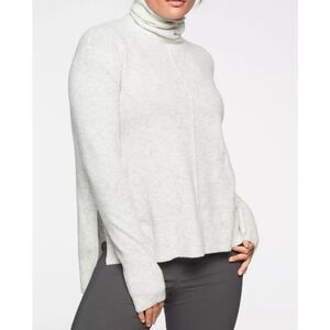 Athleta Transit Pullover Sweater XS Space Dye Cream Gray Turtleneck NWT $98